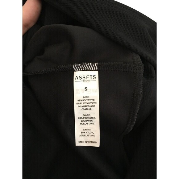 Assets Spanx Pants Women's Size Small Black Faux Leather Stretch Waist - Picture 7 of 7